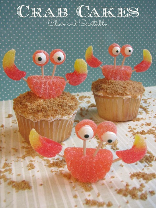 These crab cupcakes are SO cute!  Perfect for an under the sea party!