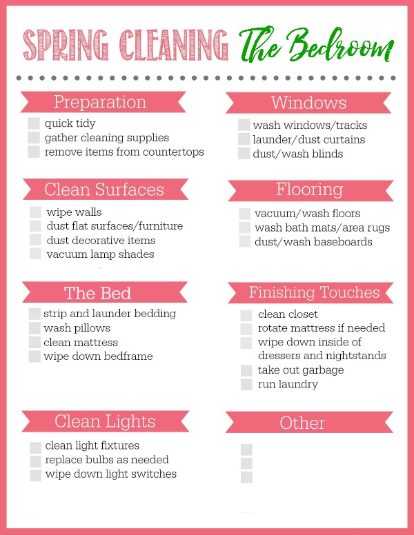 Bedroom Spring Cleaning Checklist Clean and Scentsible